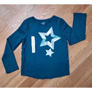Jumping Beans Dark Green Stars Girls Long Sleeve Softest Tee T-Shirt Size 6X New